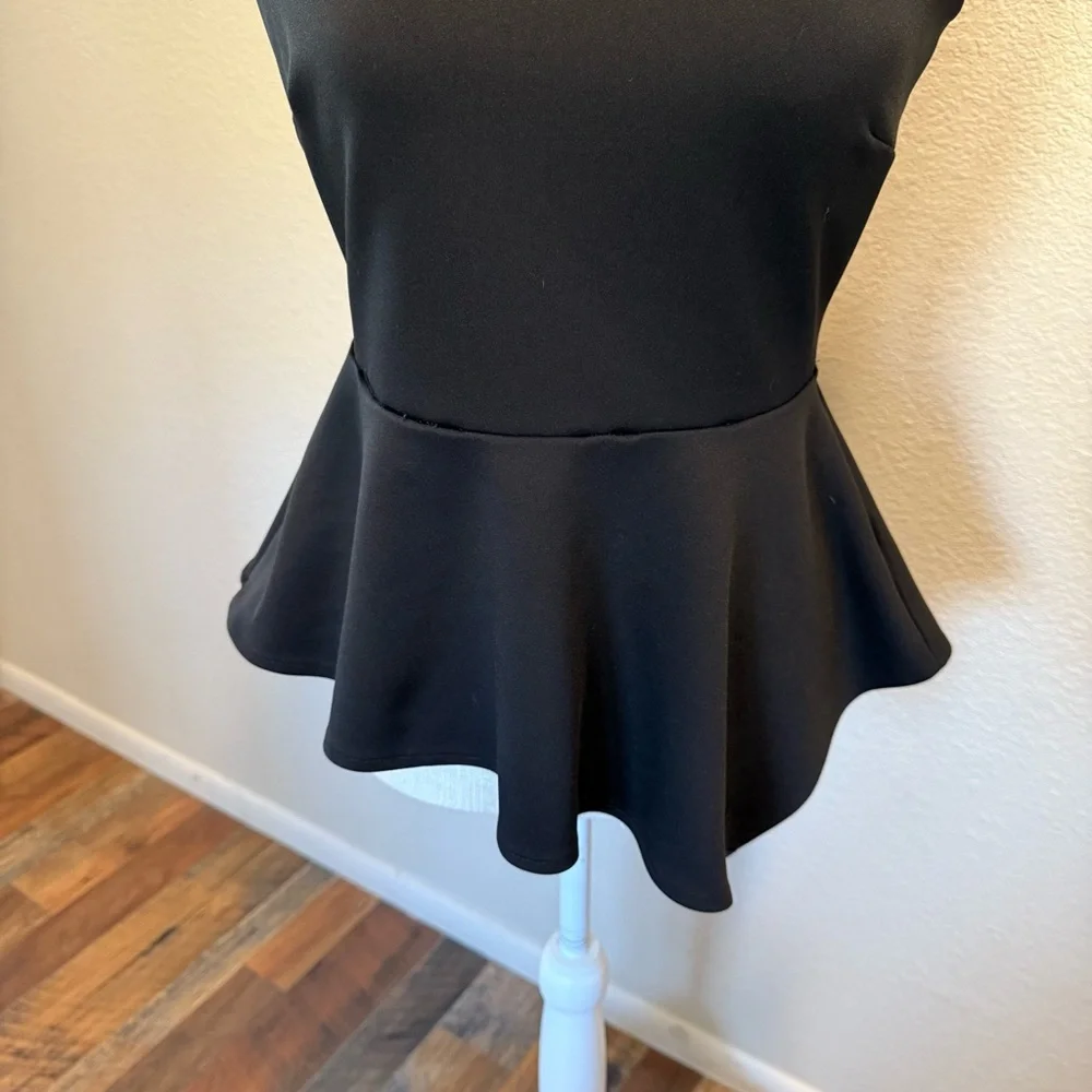 Elegant Black Sleeveless Peplum Top by Worthington Petite - Size PS - Picture 4 of 16